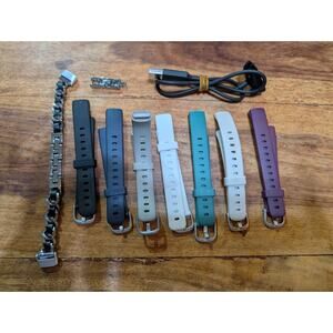 Fitbit Luxe OEM Charger and Replacement Bands (8) Bundle Including Siver Chain